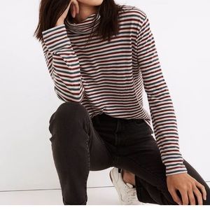 Madewell Whisper Cotton Turtleneck in Herrick Stripe
